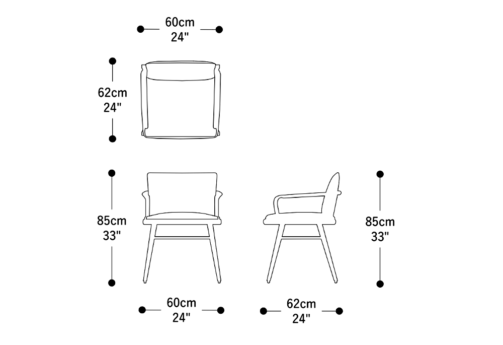 Image of the main dimensions of the product