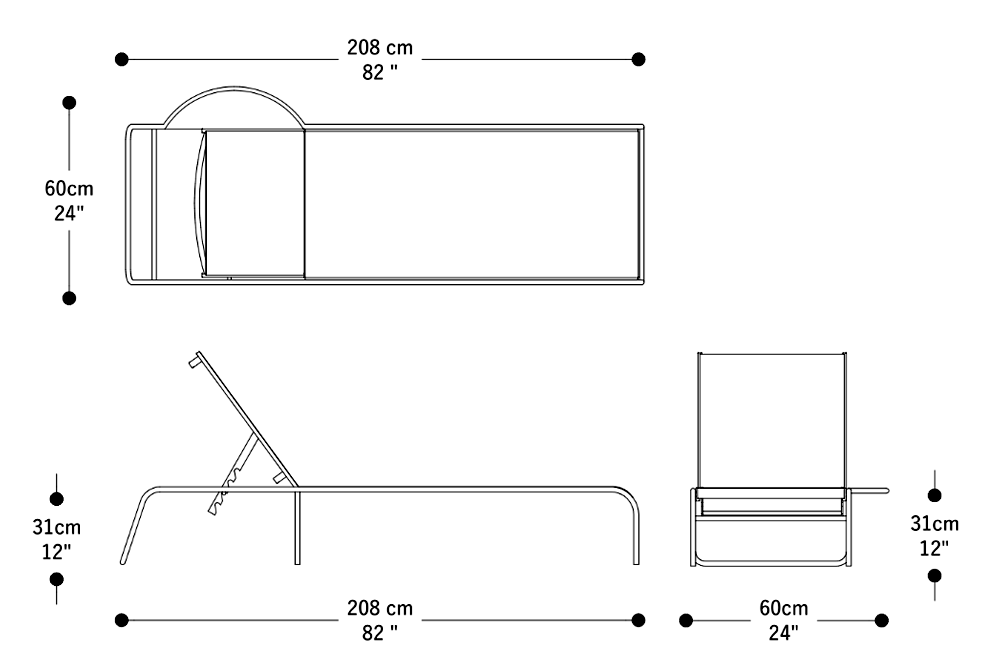 Image of the main dimensions of the product