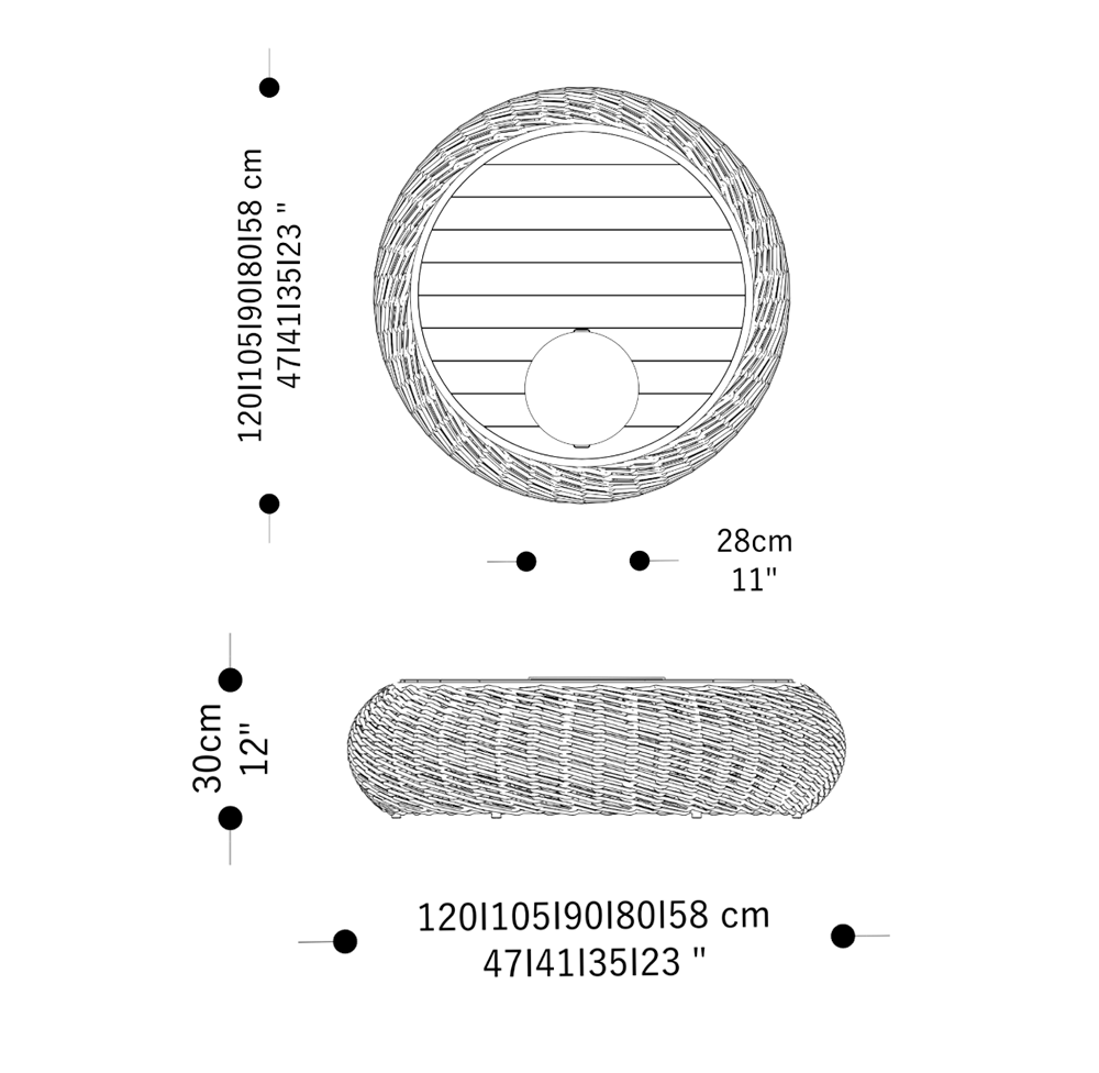 Image of the main dimensions of the product