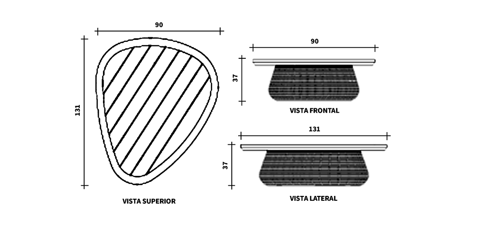 Image of the main dimensions of the product