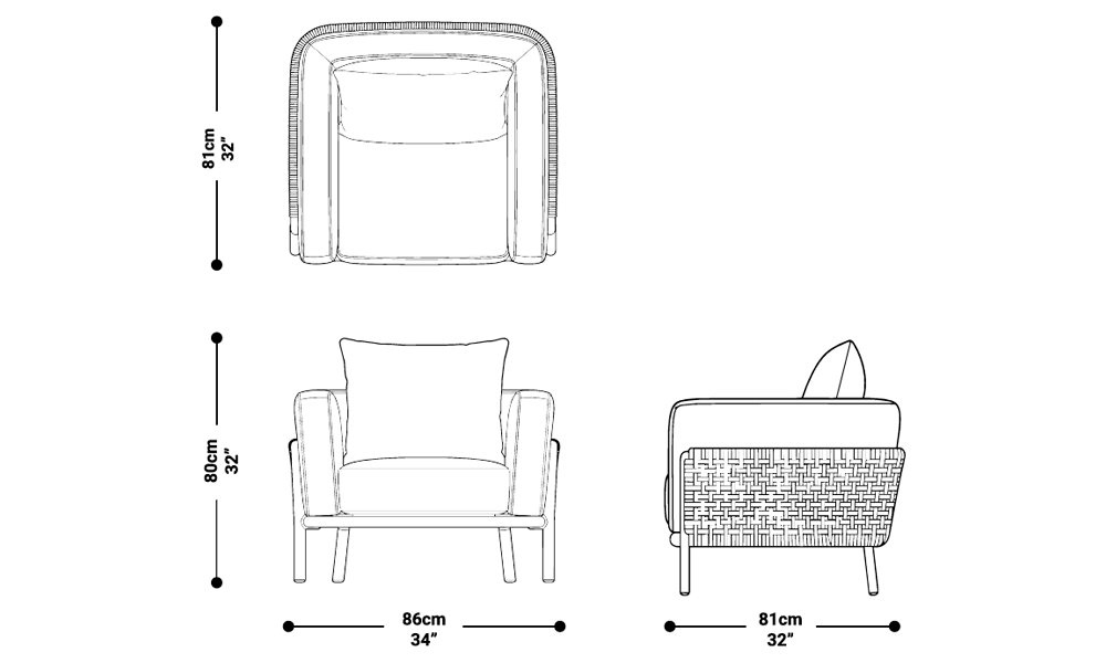 Image of the main dimensions of the product