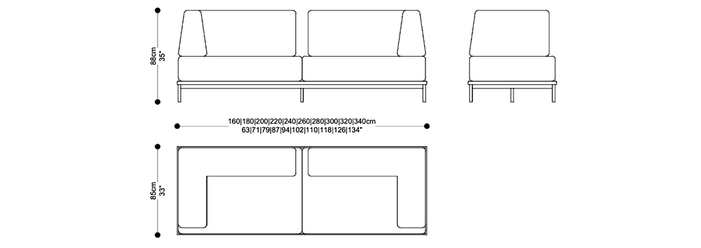 Image of the main dimensions of the product