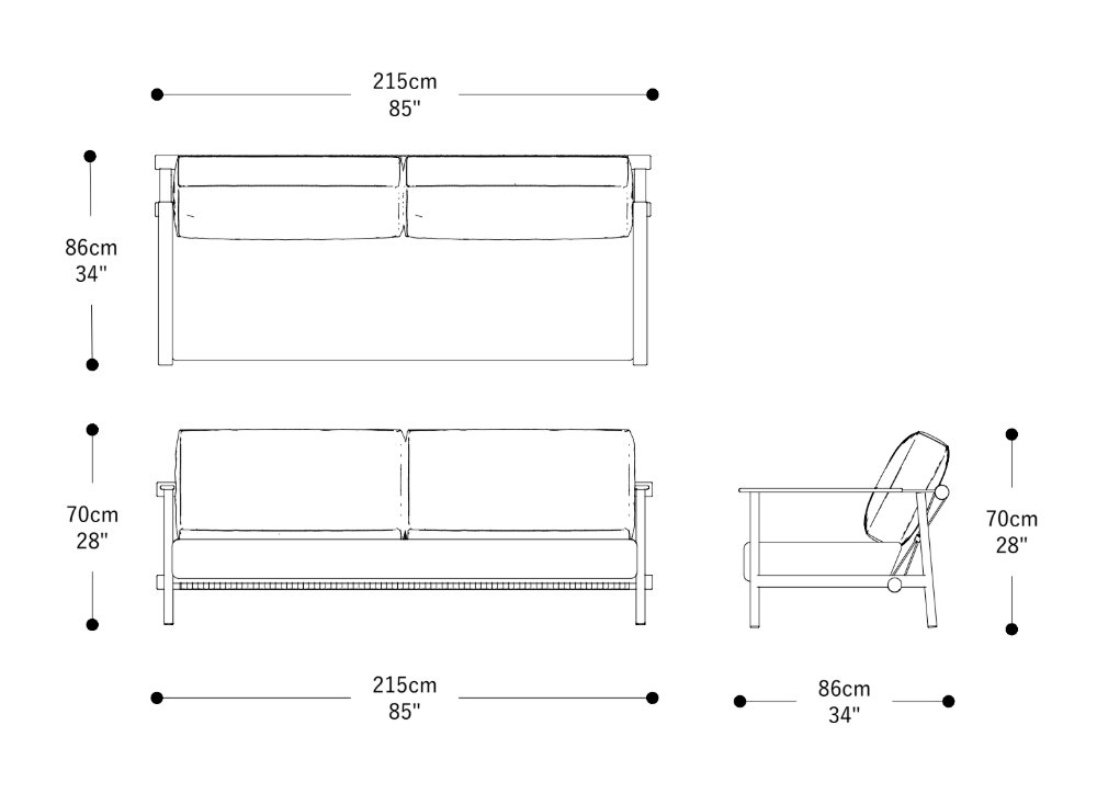Image of the main dimensions of the product