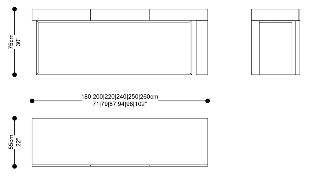Image of the main dimensions of the product