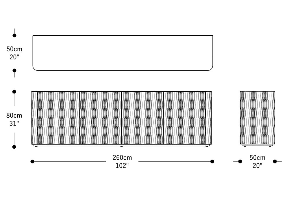 Image of the main dimensions of the product