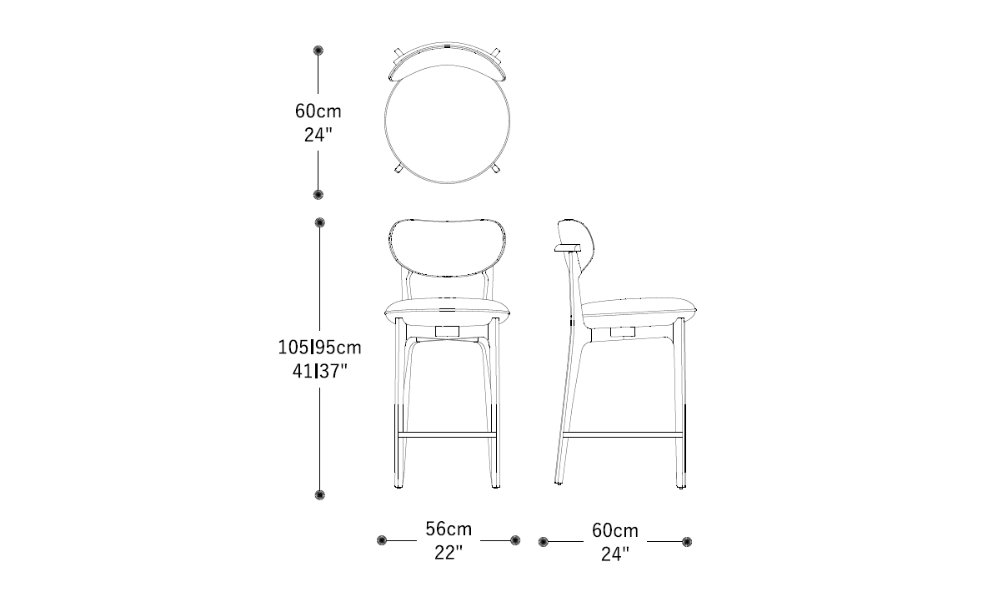 Image of the main dimensions of the product