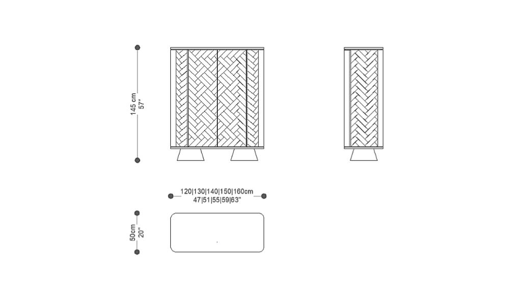 Image of the main dimensions of the product