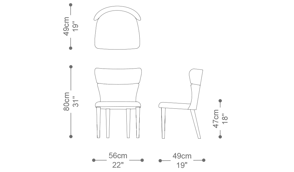 Image of the main dimensions of the product
