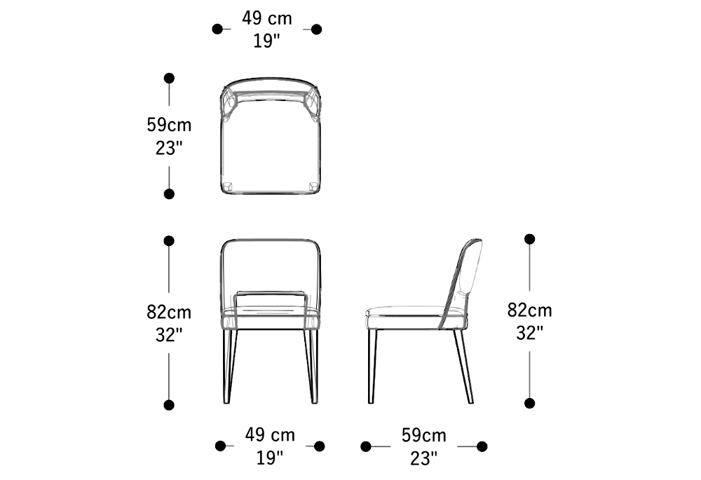 Image of the main dimensions of the product