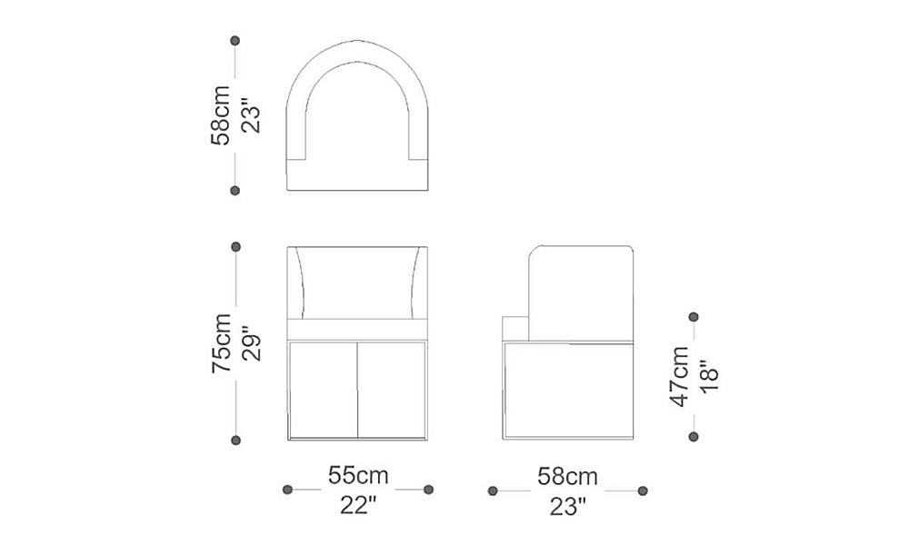 Image of the main dimensions of the product