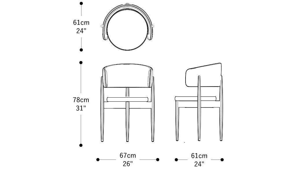 Image of the main dimensions of the product