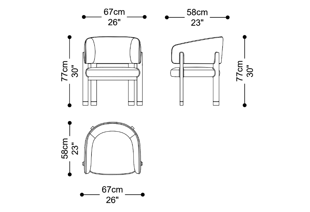Image of the main dimensions of the product