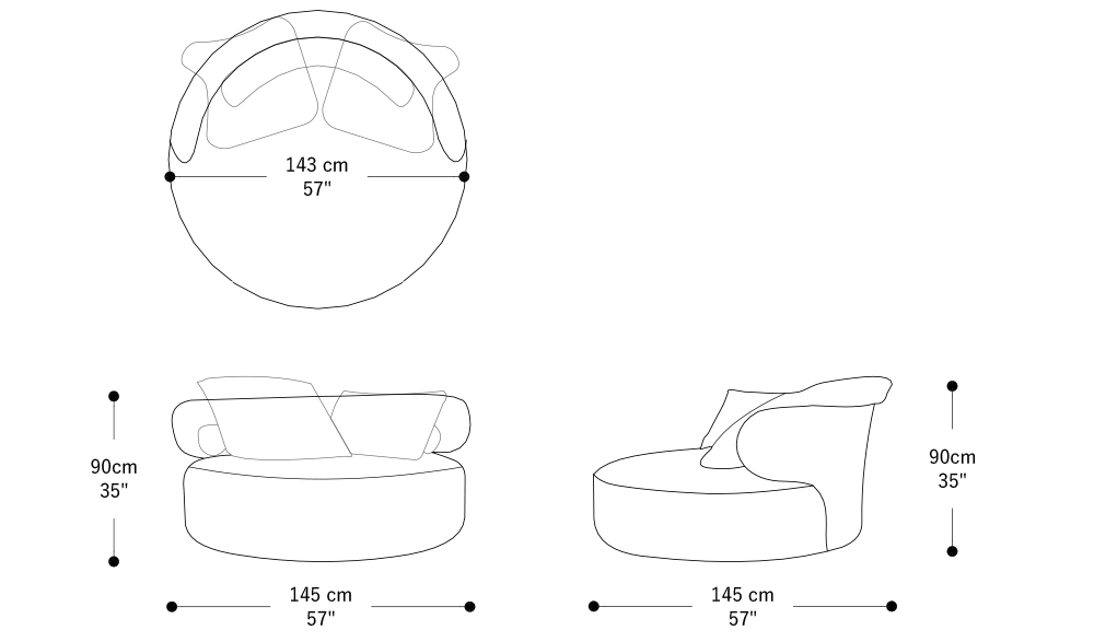 Image of the main dimensions of the product