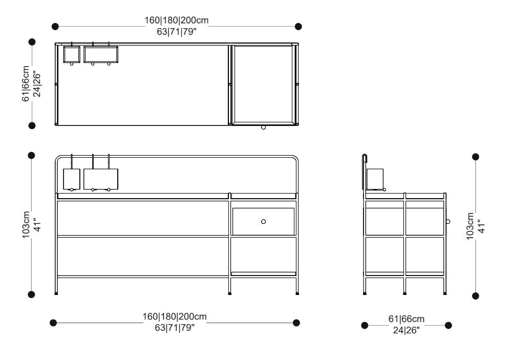 Image of the main dimensions of the product