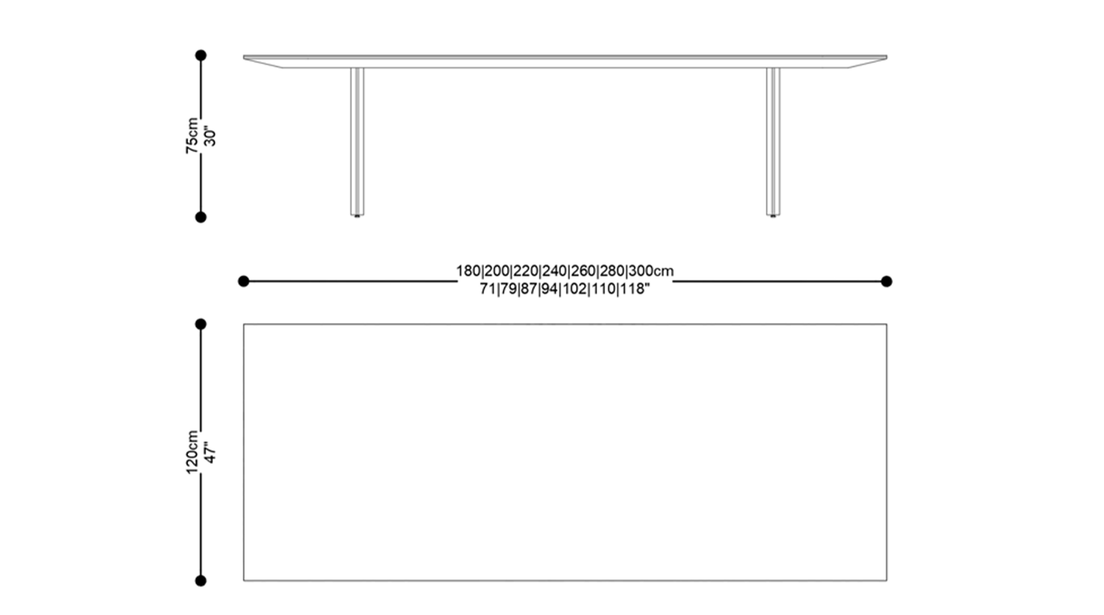 Image of the main dimensions of the product