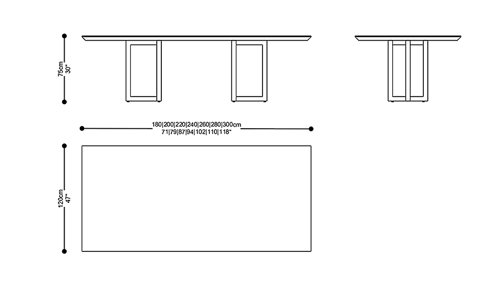 Image of the main dimensions of the product
