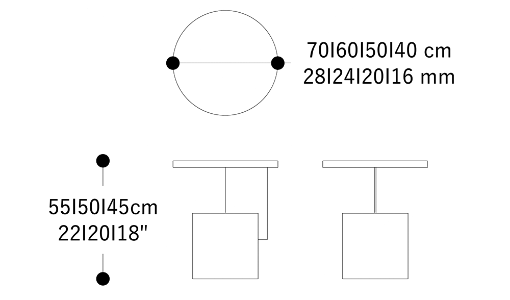 Image of the main dimensions of the product