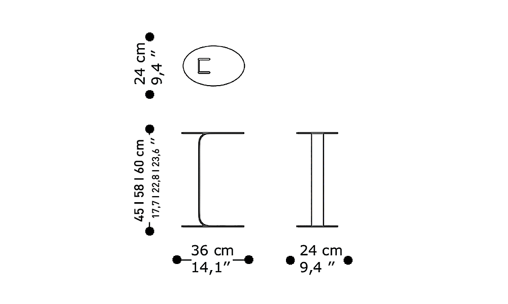 Image of the main dimensions of the product