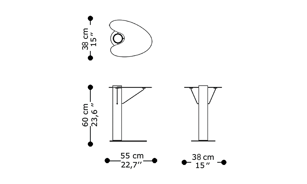 Image of the main dimensions of the product