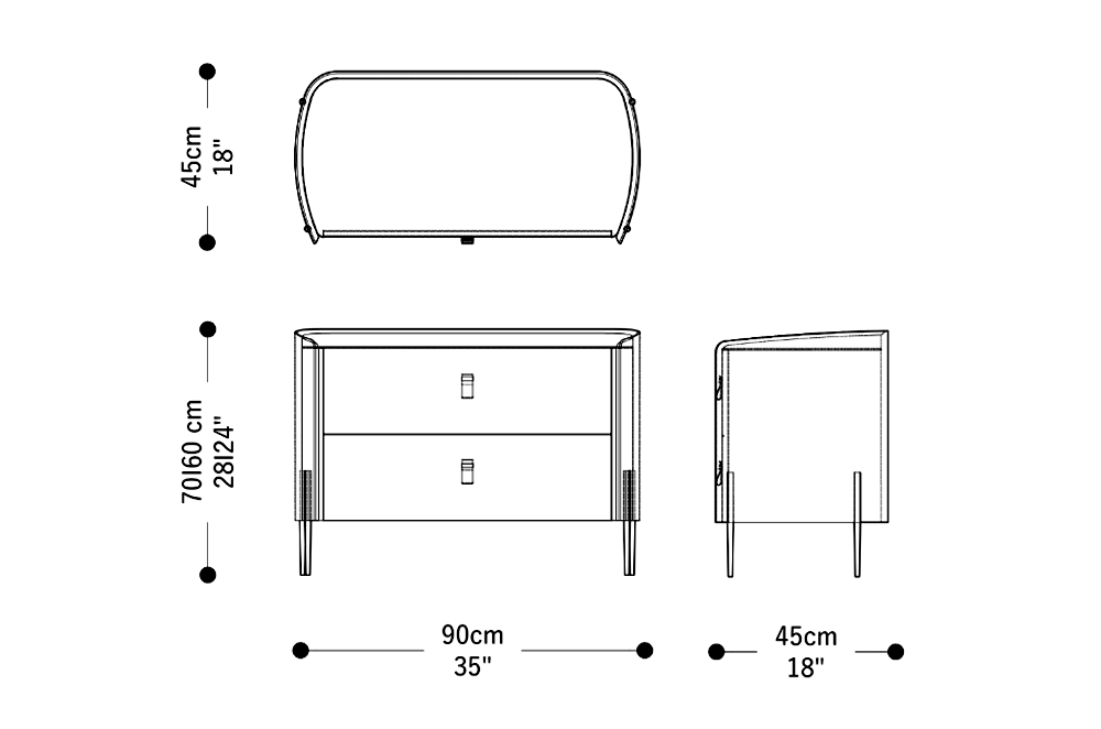 Image of the main dimensions of the product