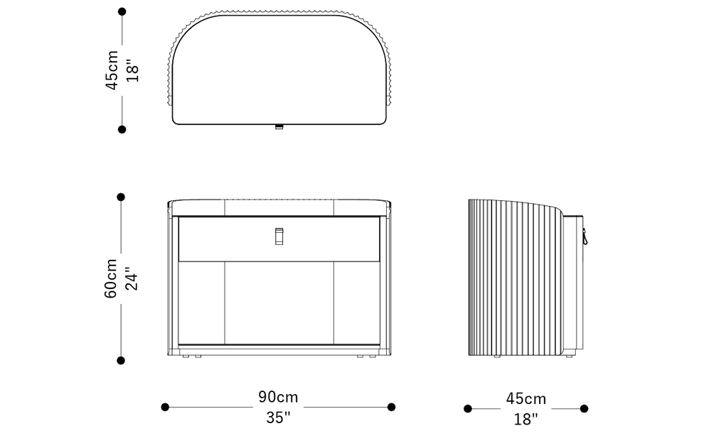 Image of the main dimensions of the product