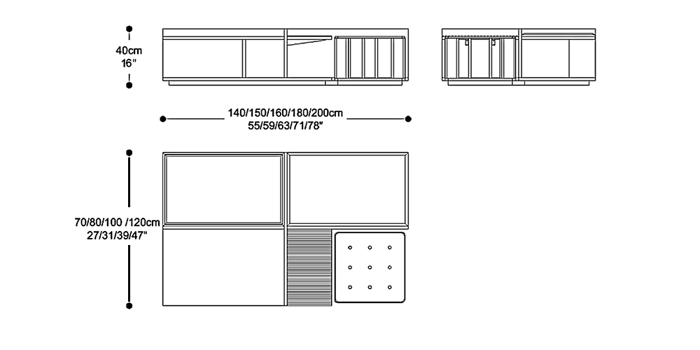 Image of the main dimensions of the product