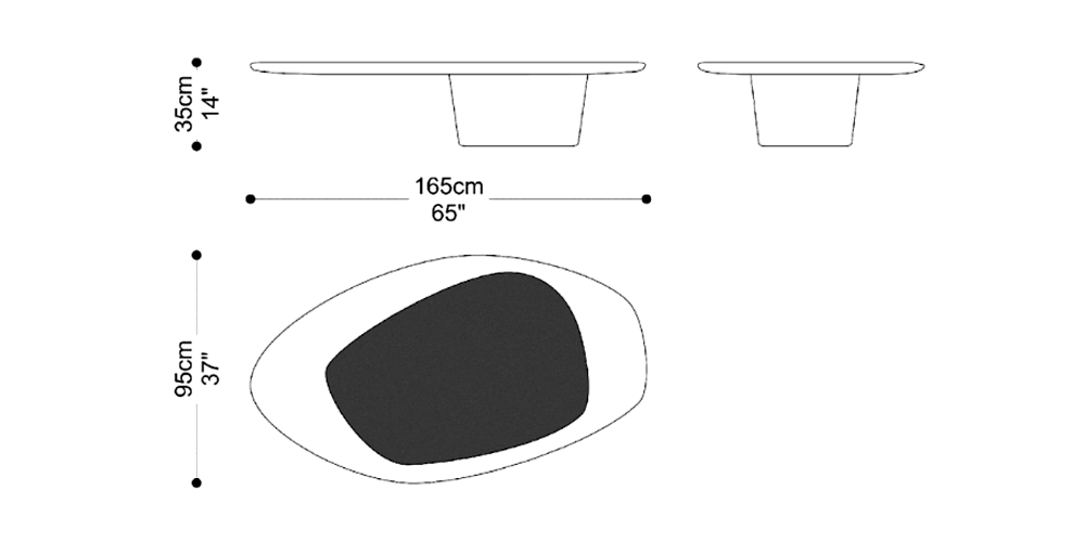 Image of the main dimensions of the product