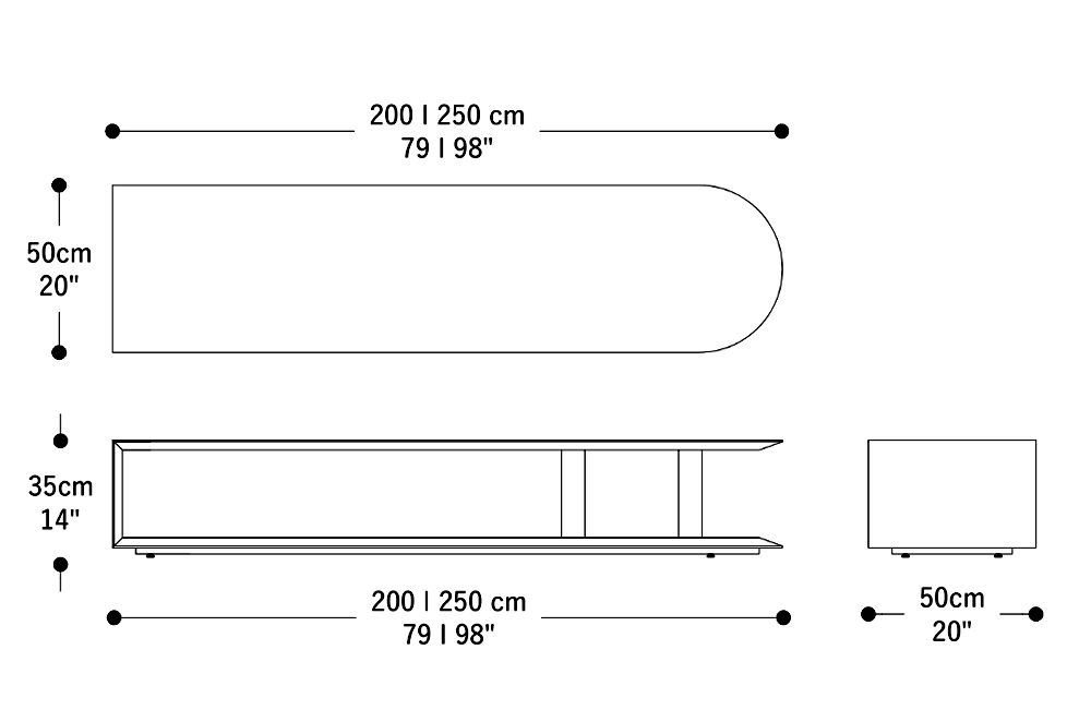 Image of the main dimensions of the product