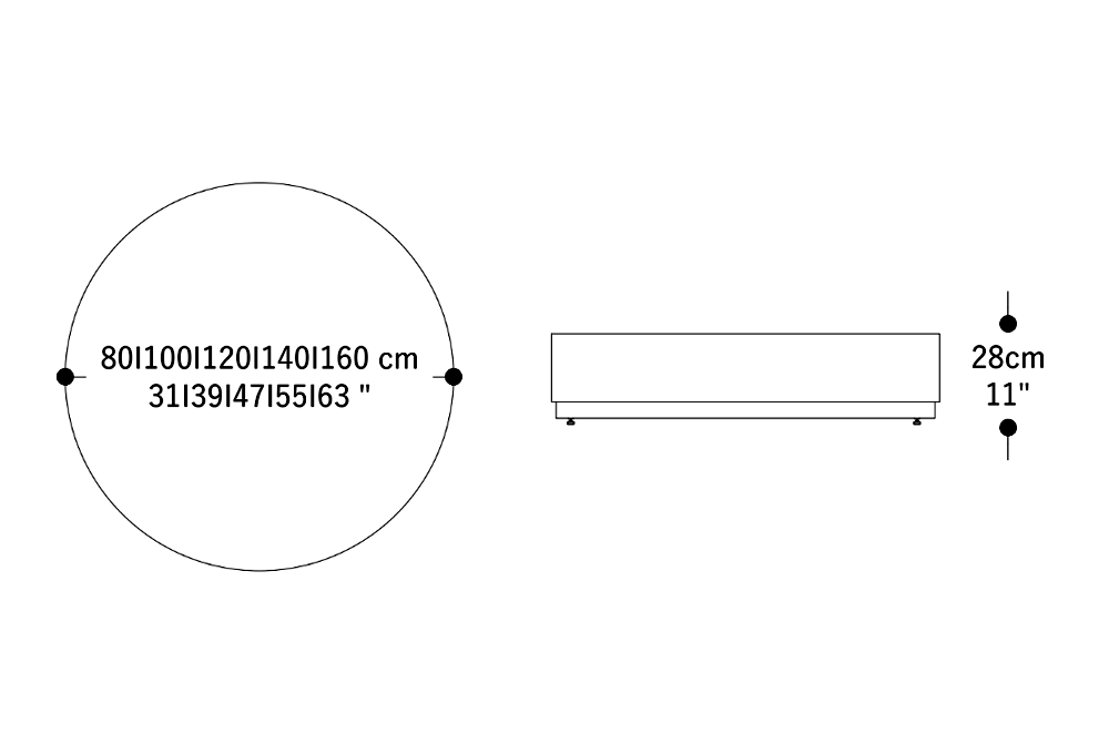 Image of the main dimensions of the product