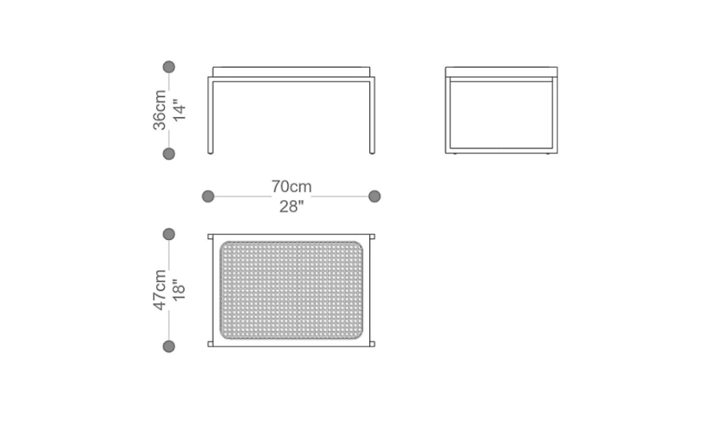 Image of the main dimensions of the product