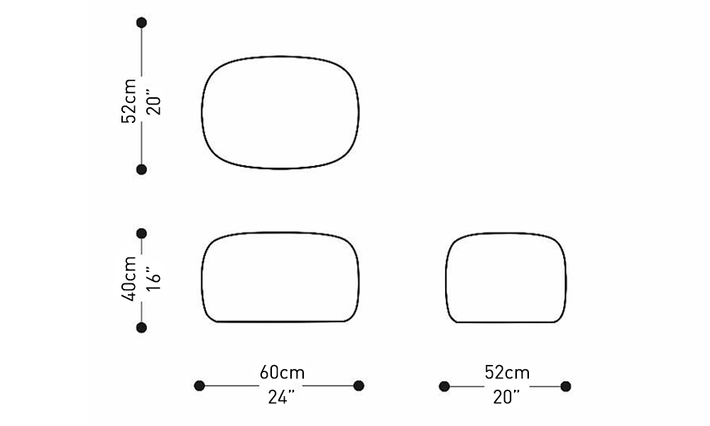 Image of the main dimensions of the product