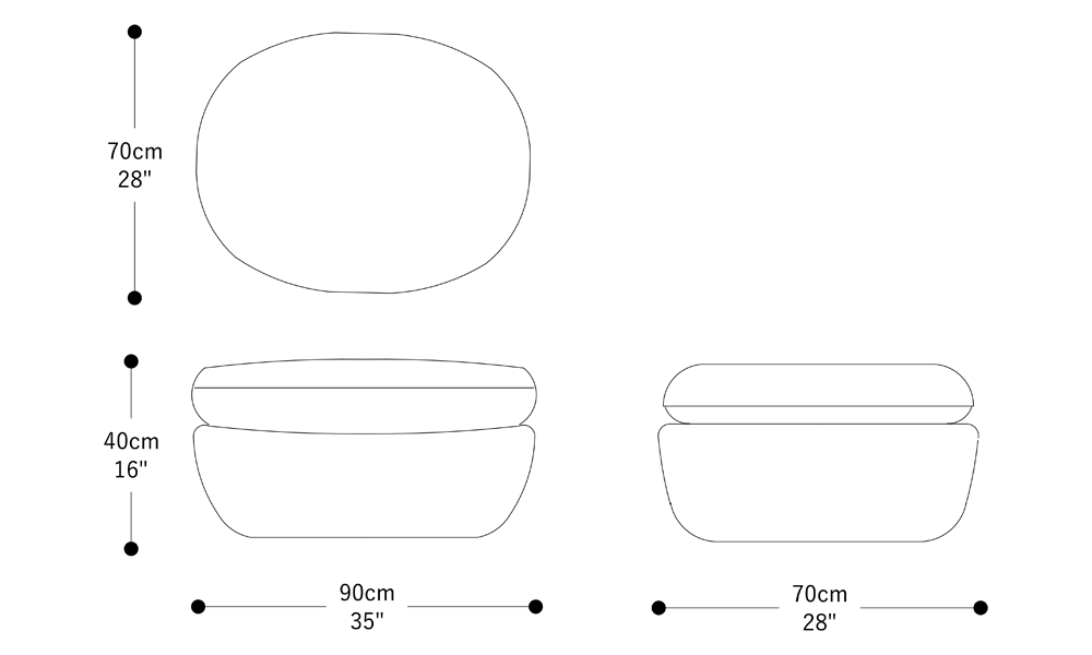 Image of the main dimensions of the product