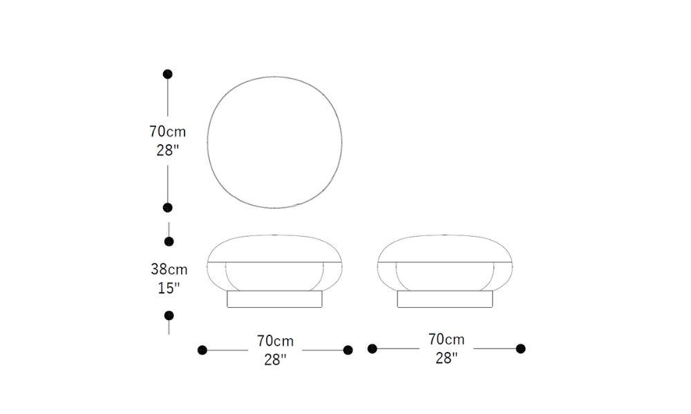 Image of the main dimensions of the product