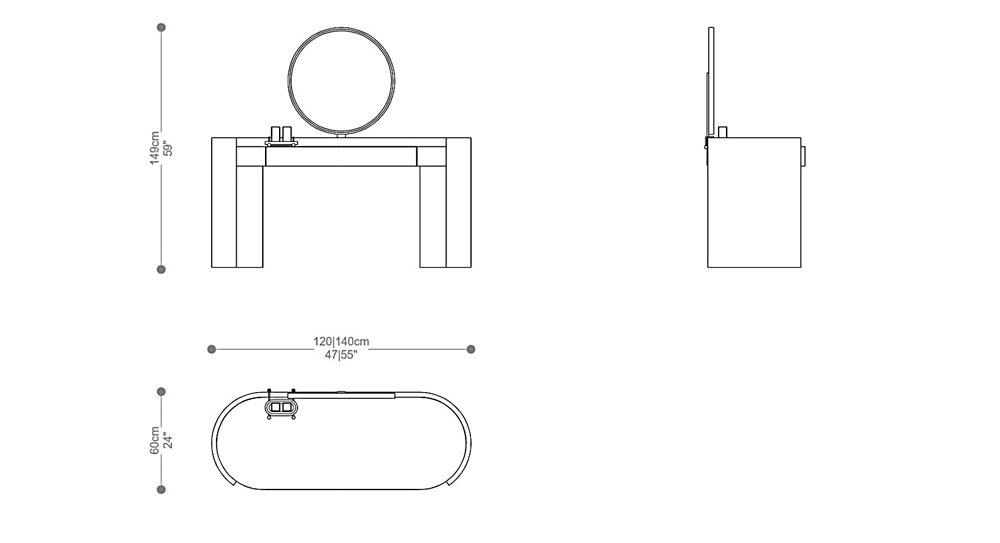 Image of the main dimensions of the product