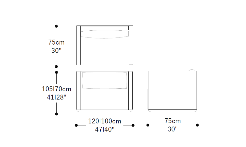 Image of the main dimensions of the product