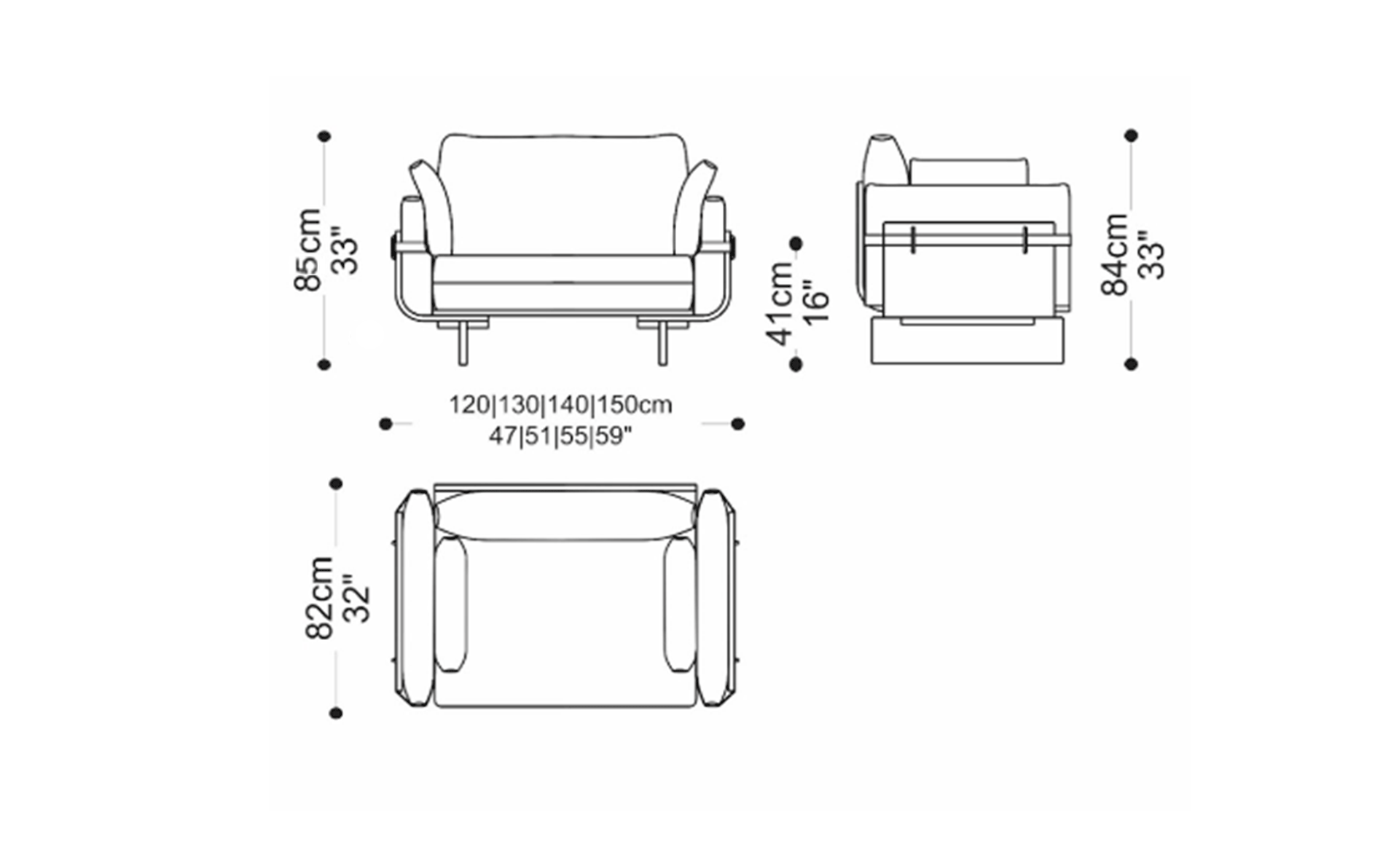 Image of the main dimensions of the product