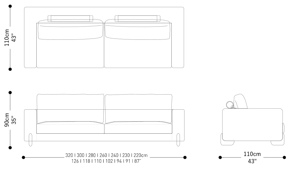 Image of the main dimensions of the product