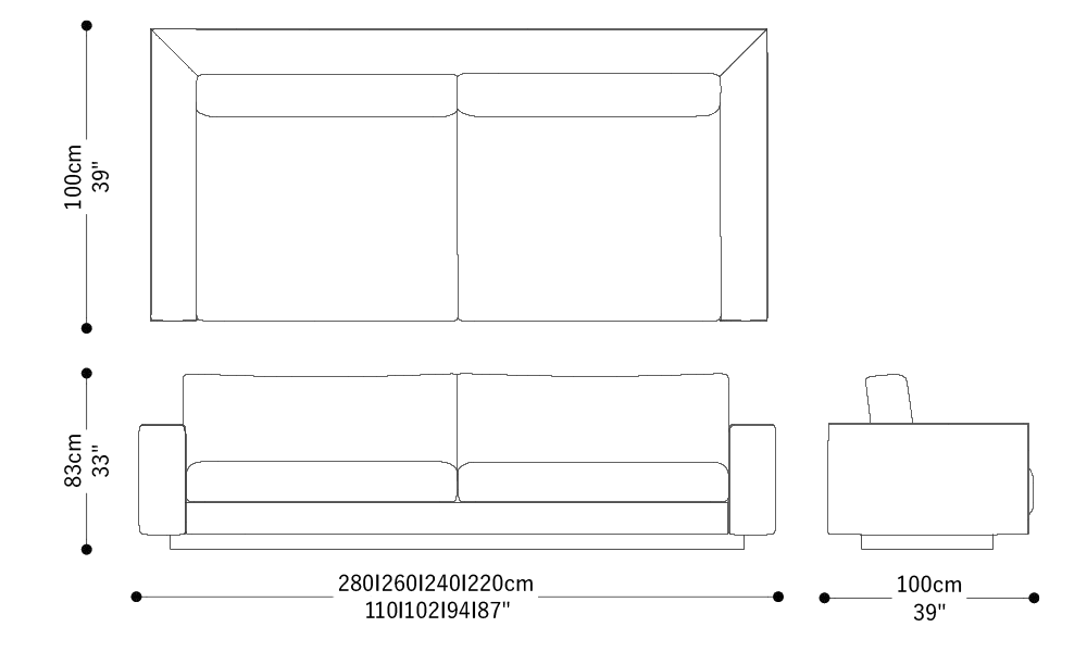 Image of the main dimensions of the product