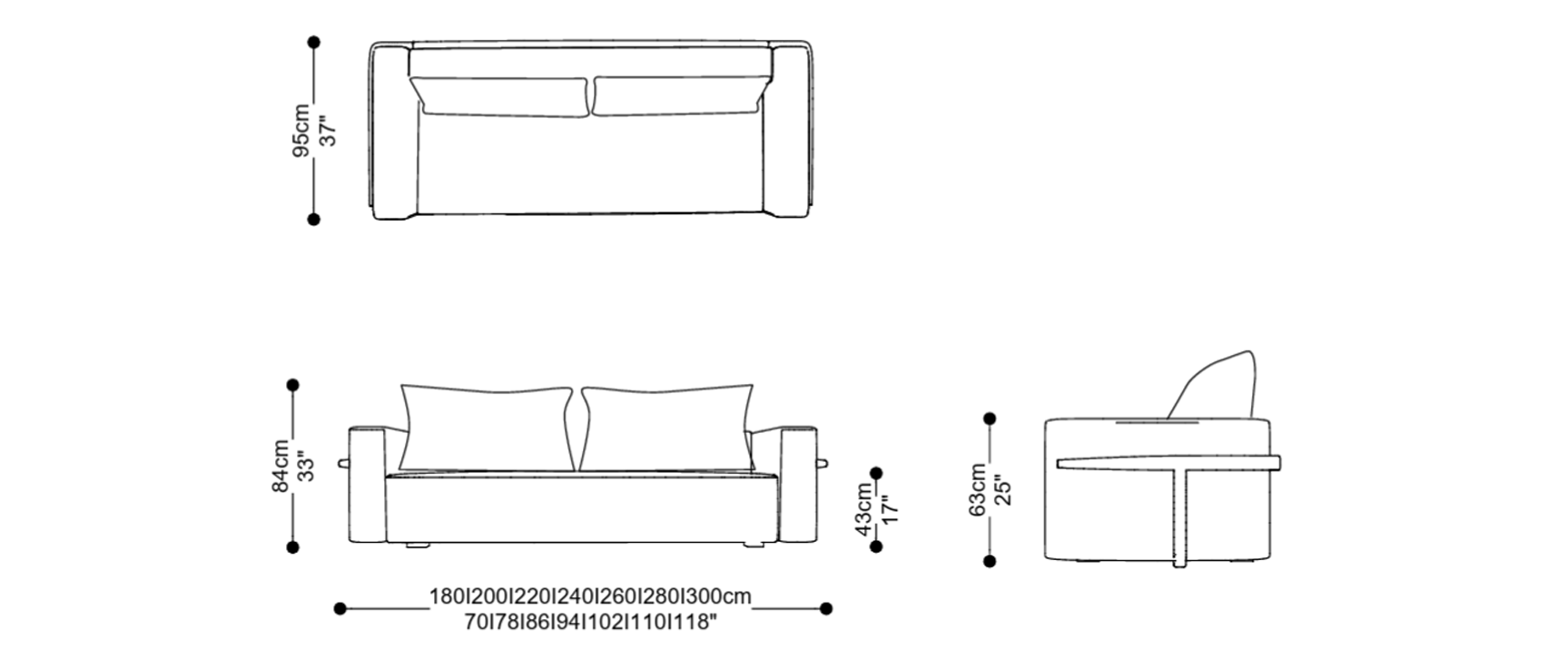 Imagen de las dimensiones principales del producto
