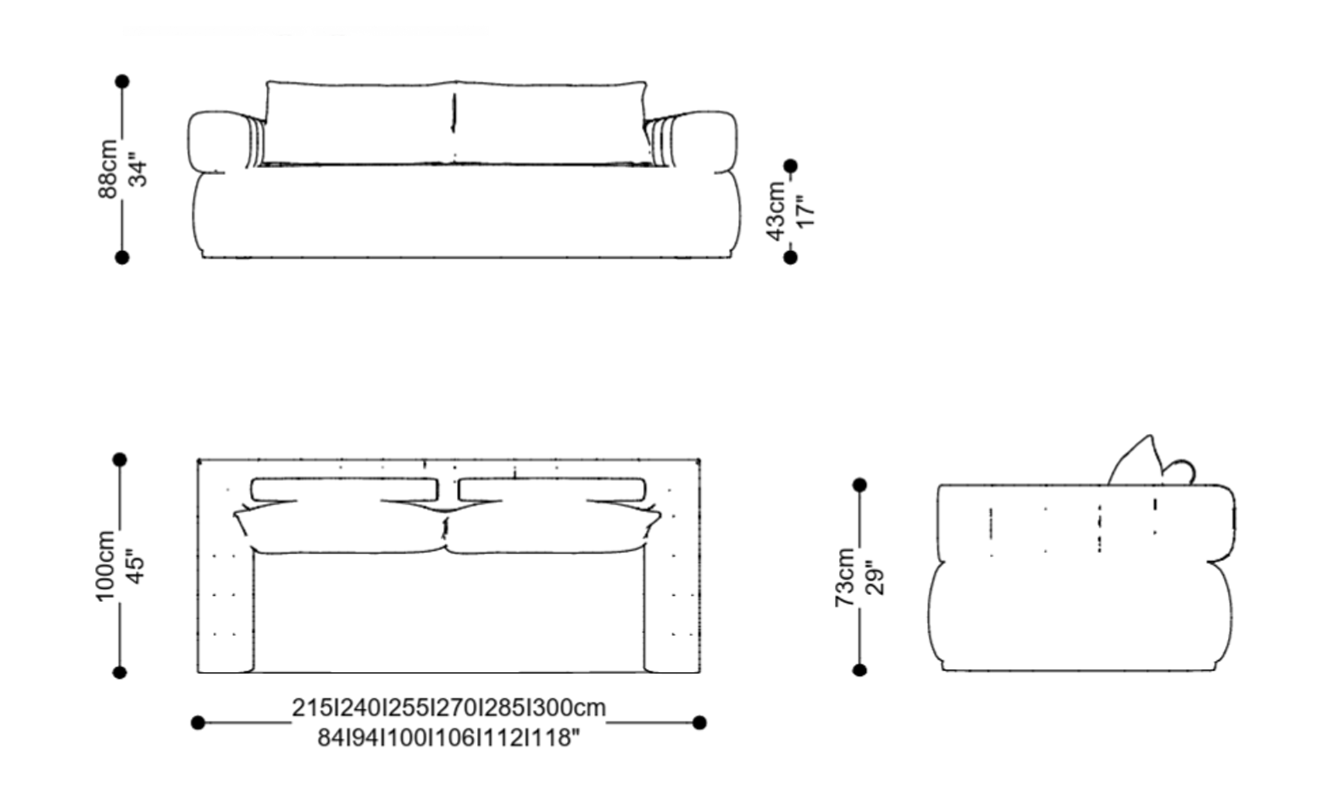 Imagem das dimensões principais do produto